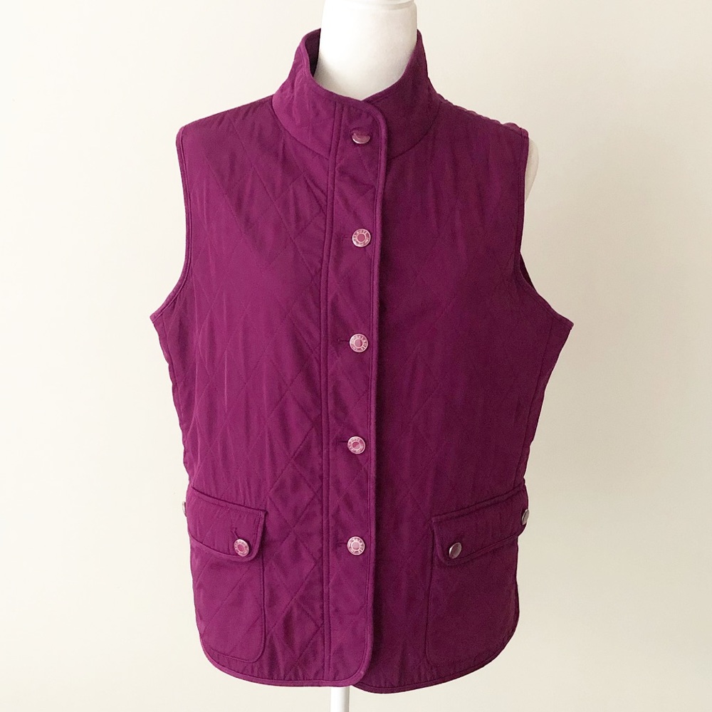 Talbots | Purple Quilted Button Down Vest